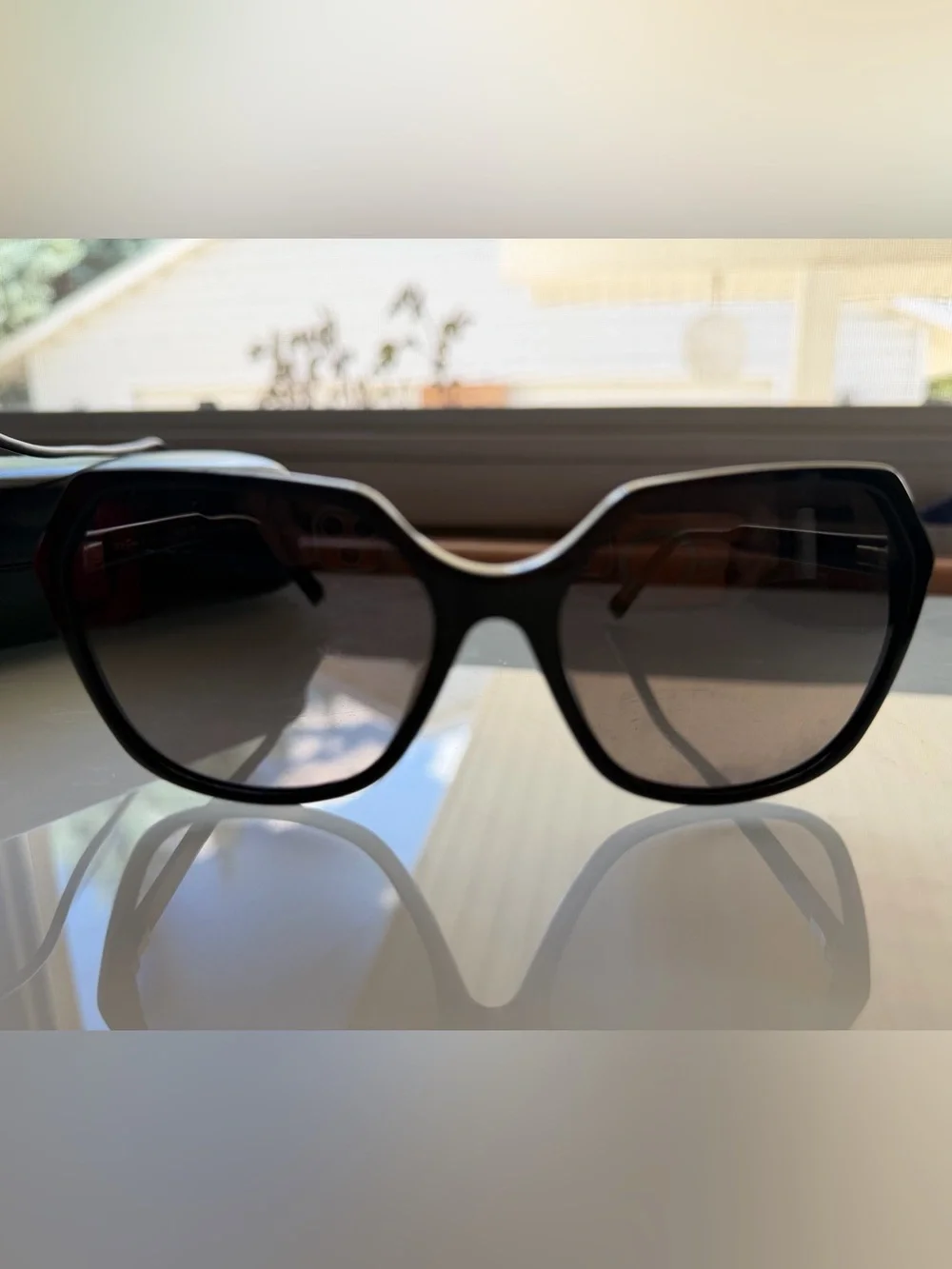 Kate Young for Tura Black Oversized Gradient Lens Sunglasses w/Case